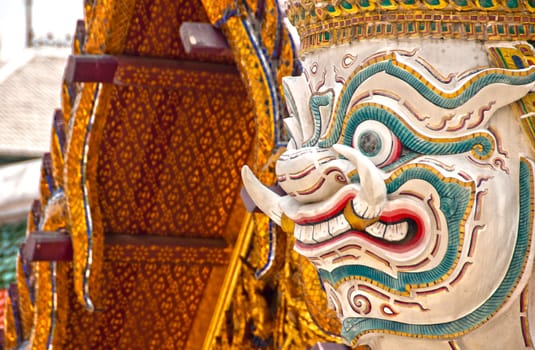 Close up of a statue inside the Grand Palace, Bangkok, Thailand