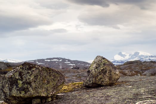 Beautiful mountain landscape with the cloudy sky