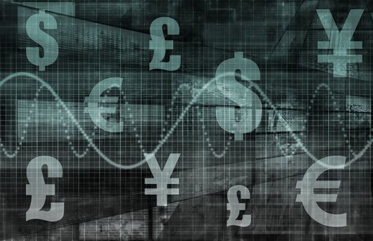 Business Finance Currencies as a Chart Background