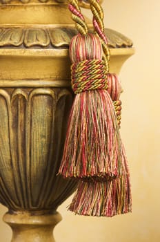 Lamp on Table with Ornate Hanging Tassel