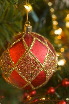Ornate Ornament Hanging on the Christmas Tree