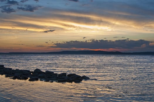 A sunset on a lake in Canada