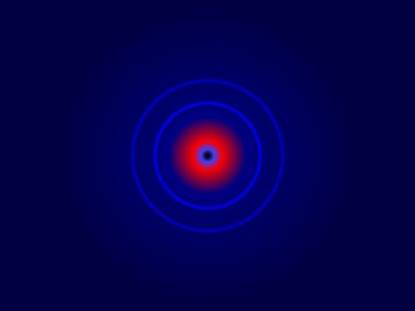 Red target within blue circles