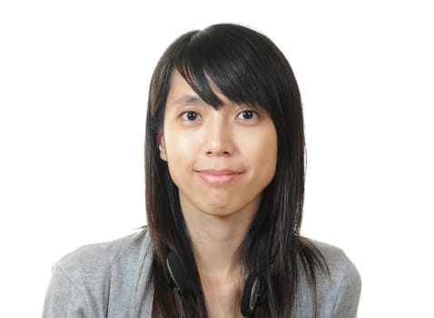 smile chinese girl on white background