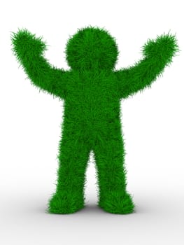 man from grass on white. Isolated 3D image