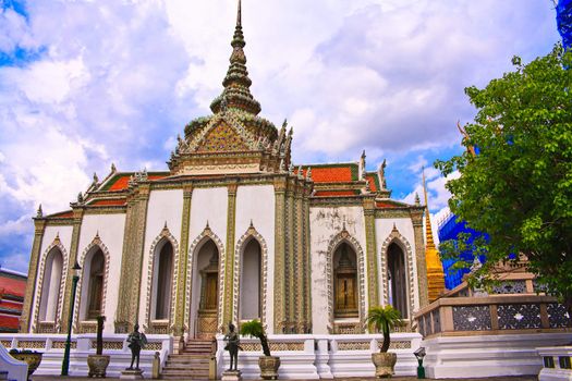 White pavilion in temple of emerald Buddha