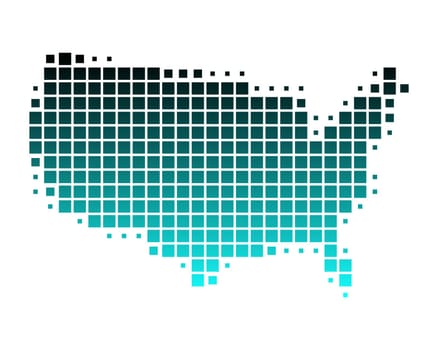 Map of U.S. in turquoise quadrats