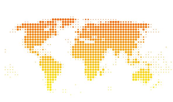 World map with gradient of orange dots