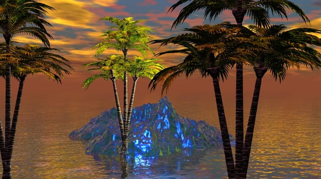 trees and mountain blue