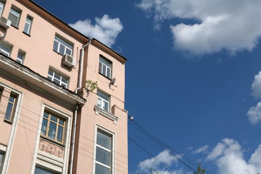 Moscow, Russia, Fragment of the Old Building on Street Ordynka in Zamoskvorechie