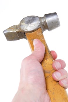 Hand with Gavel on Yellow Handle