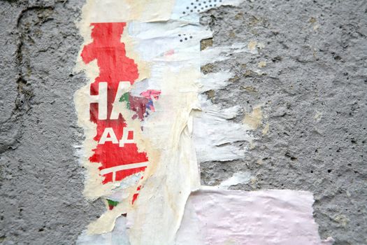 Texture, Varicolored Concrete Wall with Scrap of the Posters, Background