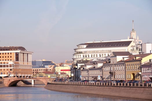 Moscow, Russia, Town Landscape, Evening Type on Drainage Channel and Kadashevskaya Quay