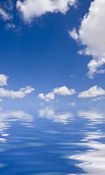 Clouds over calm oceans in the Mediterranean Sea