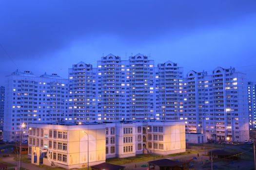 Nursery-house in courtyard vein building in region Lianozovo, Russia, Moscow