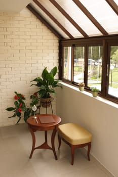Interior of the Balcony, Chair and Table, Furniture
