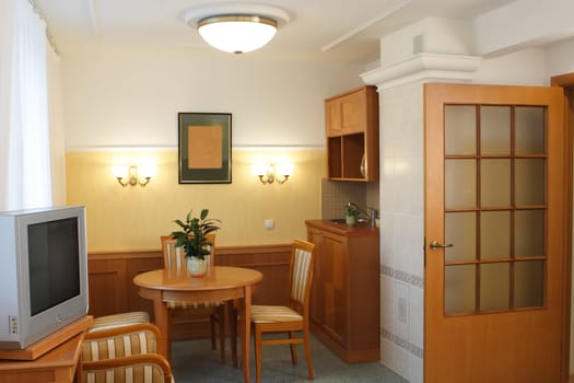 Interior, Small Kitchen with Dining Table
