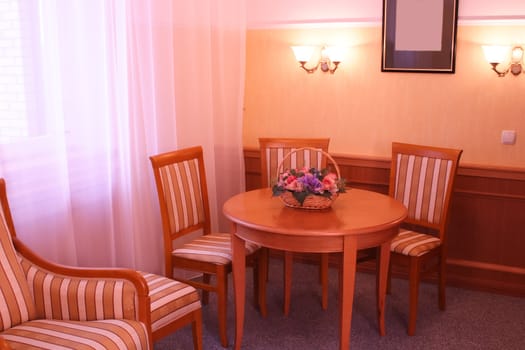 Interior, Table and Chair near Window, Furniture