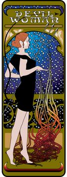 woman girl sexy flames pitchfork tarot devil stars hell