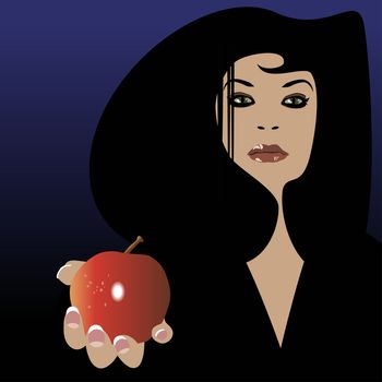 beautiful woman offering apple vector