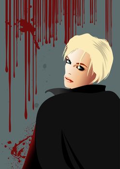 beautiful woman looking cloak vector blood