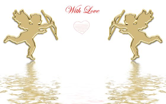 valentines day golden cupids illustration