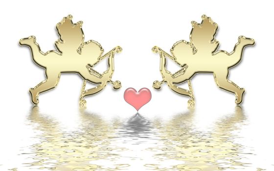 valentines day golden cupids illustration