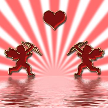 valentines day red cupids illustration