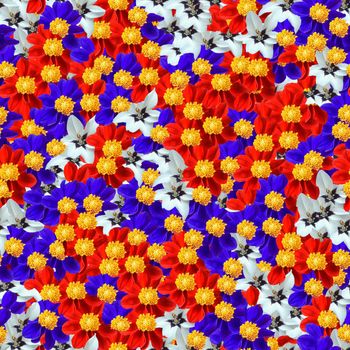 Seamless pattern made of flowers. It's composable like tiles without visible connecting line between parts