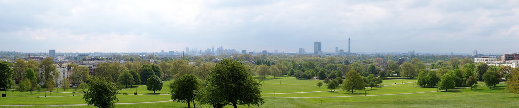 London panorama skyline seen from Primrose hill (high res 9600 pixels wide image)