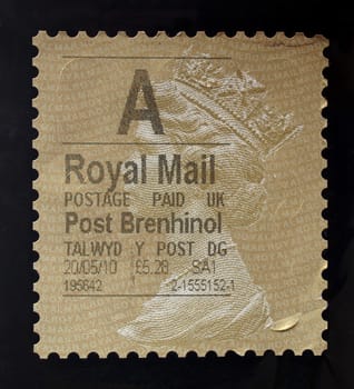 A postage stamp for mail from the UK