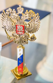 National Emblem of Russia on the table