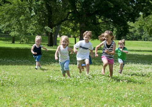 a child or children at play outdoors in a park