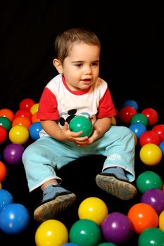 fashion session in studio with colour balls