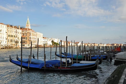Venice gondolas and canal