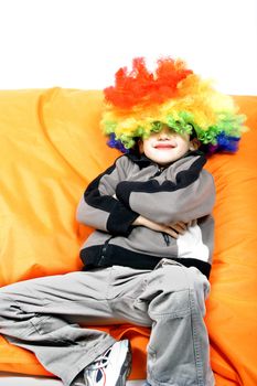 happy clown over white background