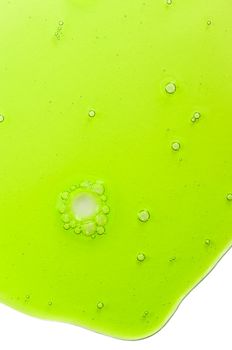 Abstract green gel liquid background with bubbles