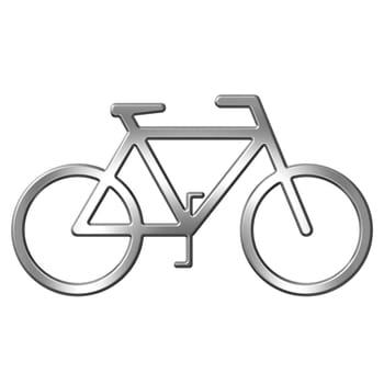 3d silver bicycle isolated in white