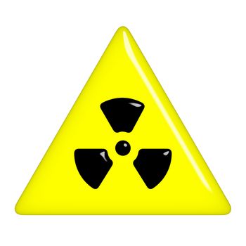 3d radioactive symbol isolated in white