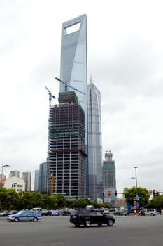 Modern Shanghai - Chinese business capitol with highest skyscrapers in Pudong area. 