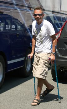  Valentino Rossi, who in early June in Italy Mugello GP suffered an fracture of the leg is caming in for testing at Masaryk Circuit on 12 July 2010, in Brno, Czech republic.