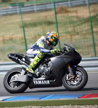  Valentino Rossi, who in early June in Italy Mugello GP suffered an fracture of the leg is testing at Masaryk Circuit on 12 July 2010, in Brno, Czech republic.