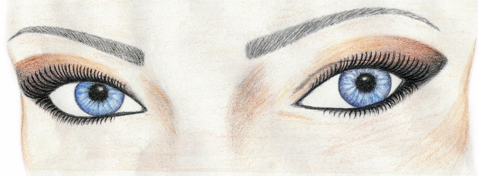 Hand made sketch of woman eyes