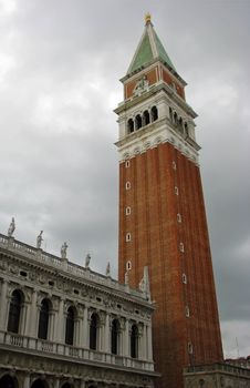View of the Tower in St. Mark's Square in Venice.
