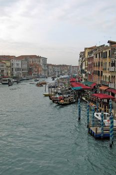 View of the Venice Grand Canal from Rialto Bridge.
