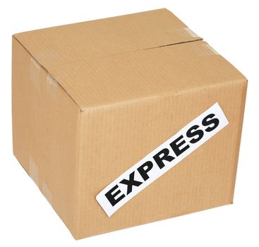 Cardboard box with an inscription express on white