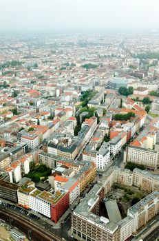 aerial view of central Berlin from the top of TY tower
