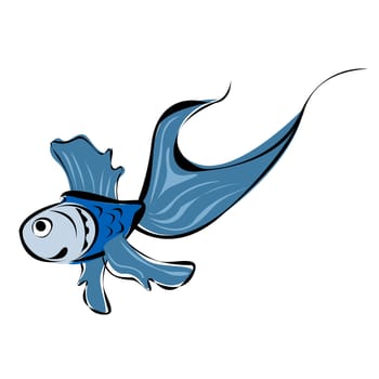 Stylized sketch of a blue fish