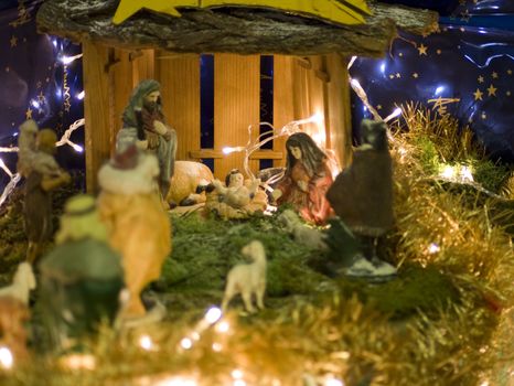 Typical Italian representation of Nativity with little statues