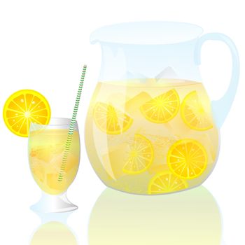 Fresh lemonade with glass